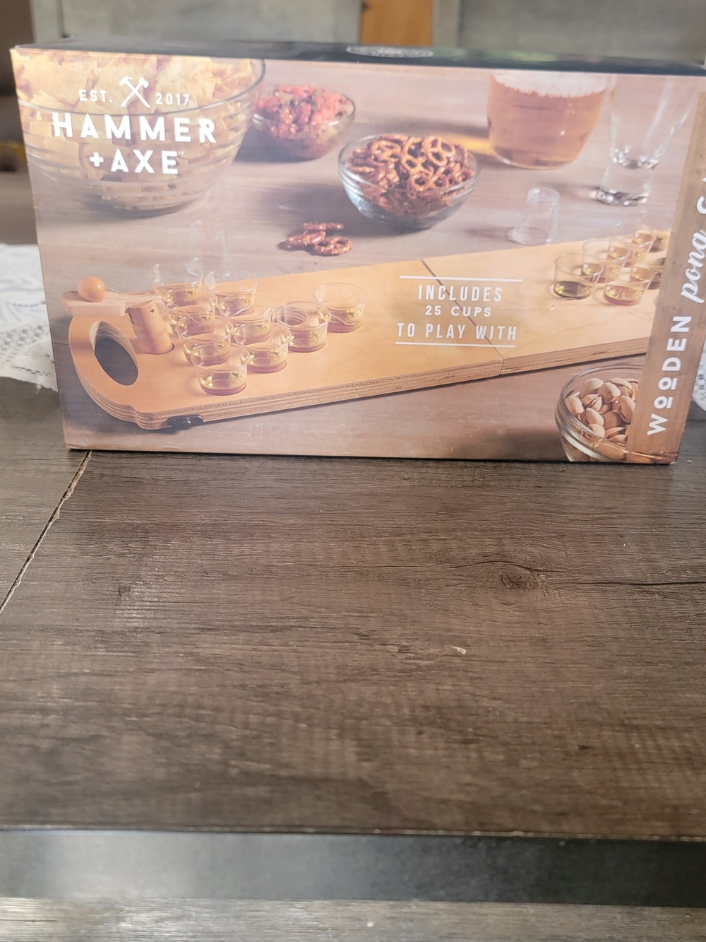 Hammer + Axe Wooden Pong Game - Natural Wood